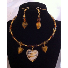 Golden Heart Choker Style Set