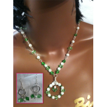 Gone with Green Necklace and  Earring Set