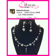 Black and silver necklace earrings set